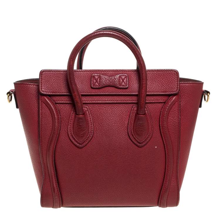 Pre Owned Celine Red Leather Nano Luggage Tote