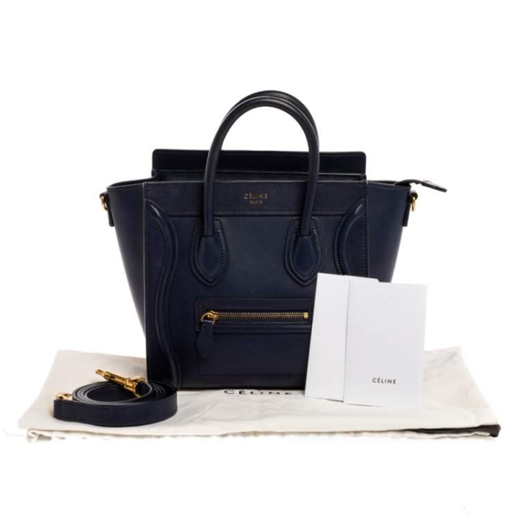 Pre Owned Celine Blue Leather Nano Luggage Tote