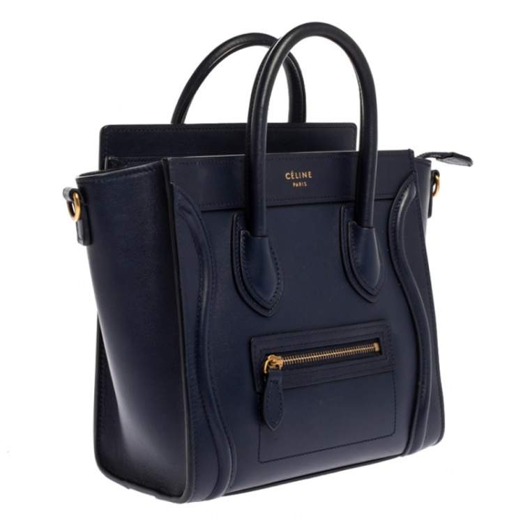 Pre Owned Celine Blue Leather Nano Luggage Tote
