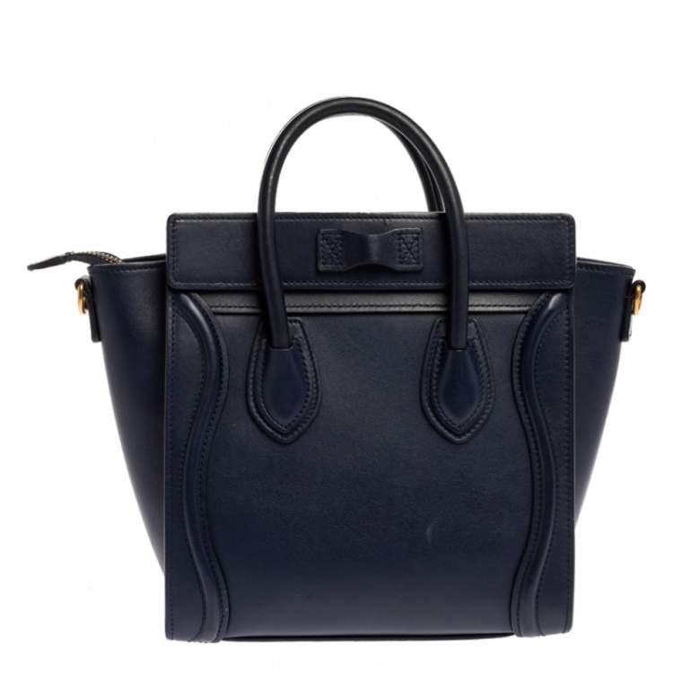 Pre Owned Celine Blue Leather Nano Luggage Tote