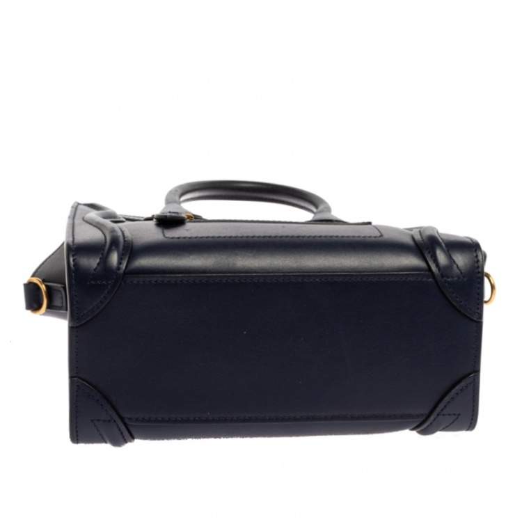 Pre Owned Celine Blue Leather Nano Luggage Tote