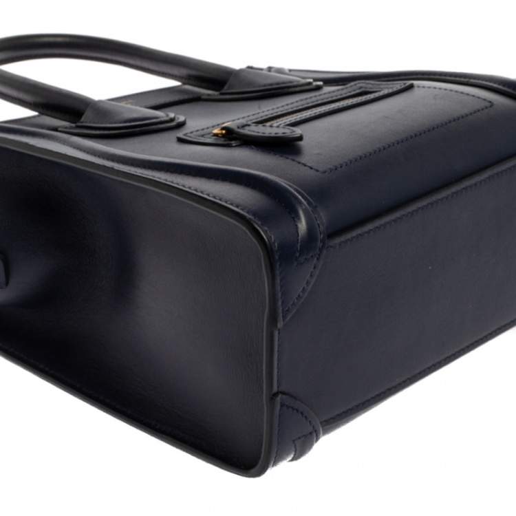 Pre Owned Celine Blue Leather Nano Luggage Tote