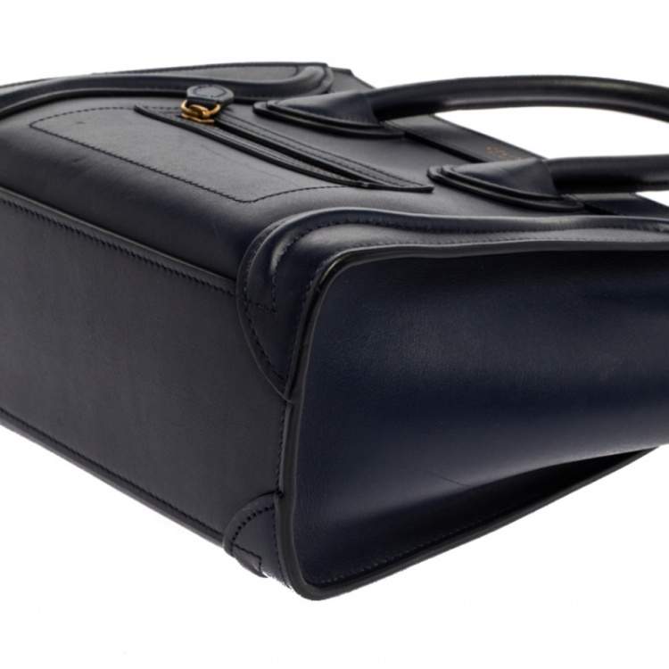 Pre Owned Celine Blue Leather Nano Luggage Tote