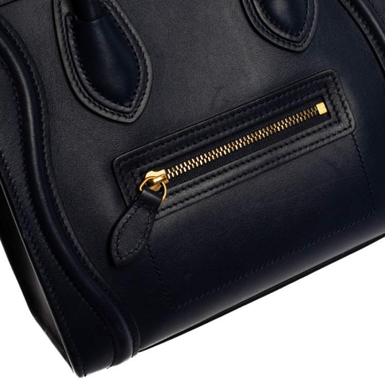 Pre Owned Celine Blue Leather Nano Luggage Tote