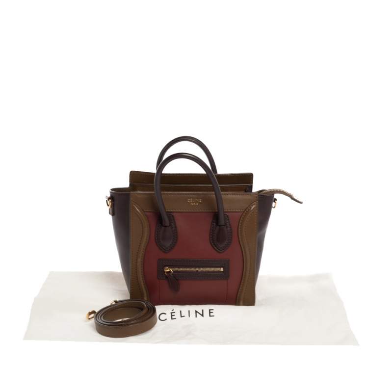 Pre Owned Celine Tri Color Leather Nano Luggage Tote