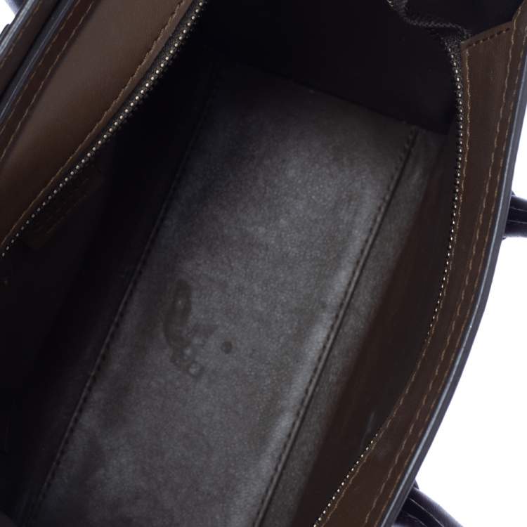 Pre Owned Celine Tri Color Leather Nano Luggage Tote