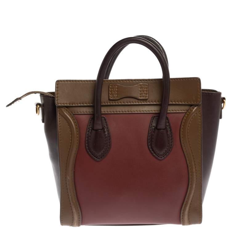 Pre Owned Celine Tri Color Leather Nano Luggage Tote