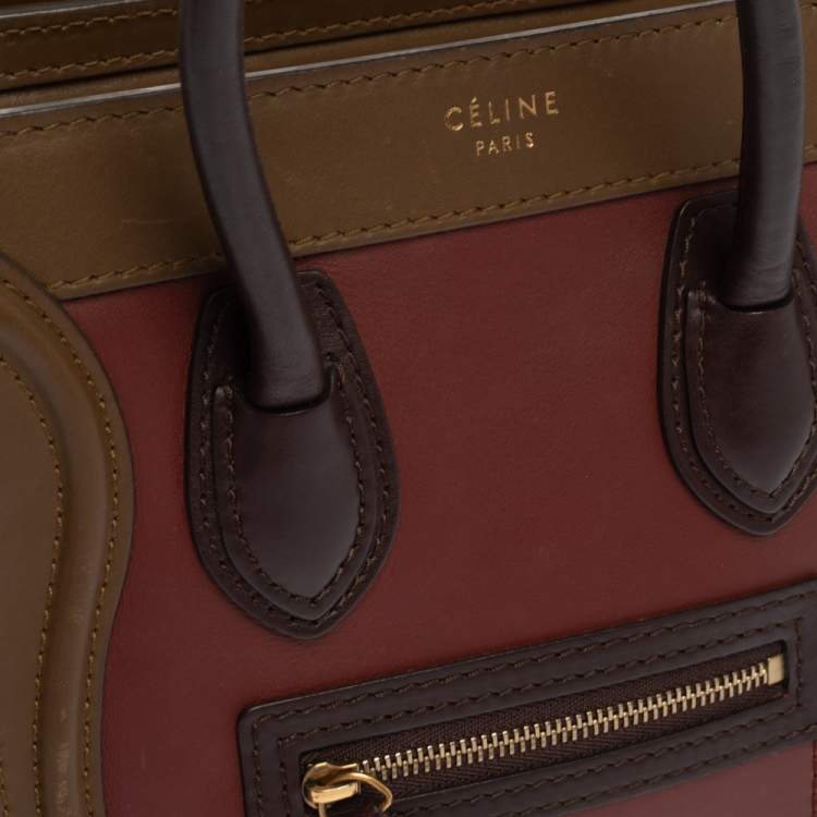 Pre Owned Celine Tri Color Leather Nano Luggage Tote