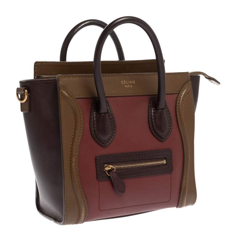 Pre Owned Celine Tri Color Leather Nano Luggage Tote