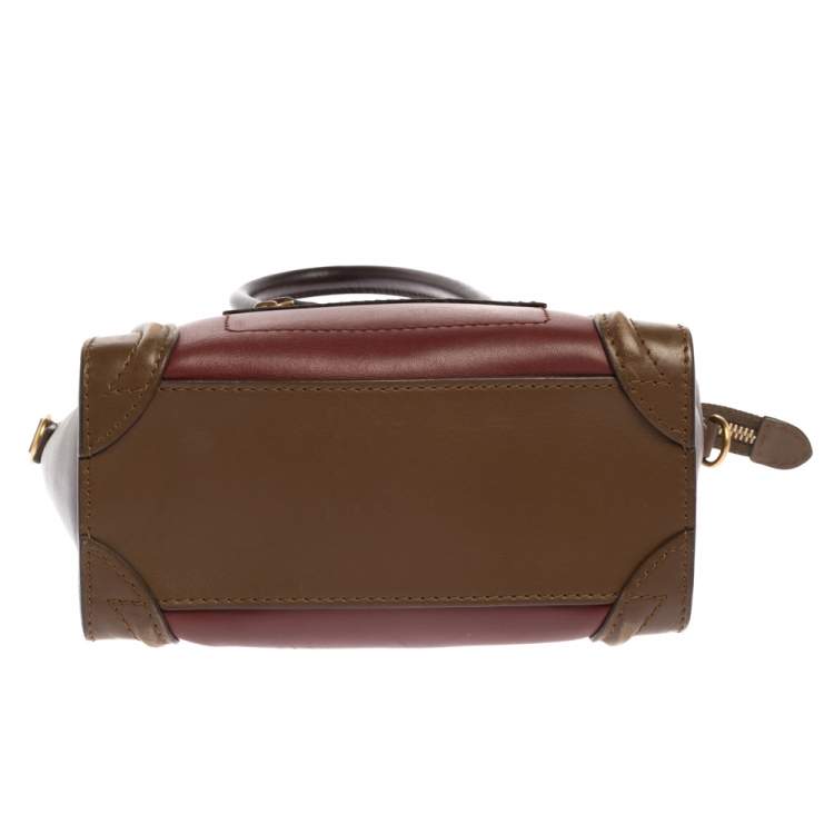 Pre Owned Celine Tri Color Leather Nano Luggage Tote