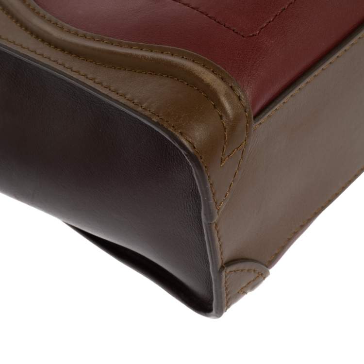 Pre Owned Celine Tri Color Leather Nano Luggage Tote