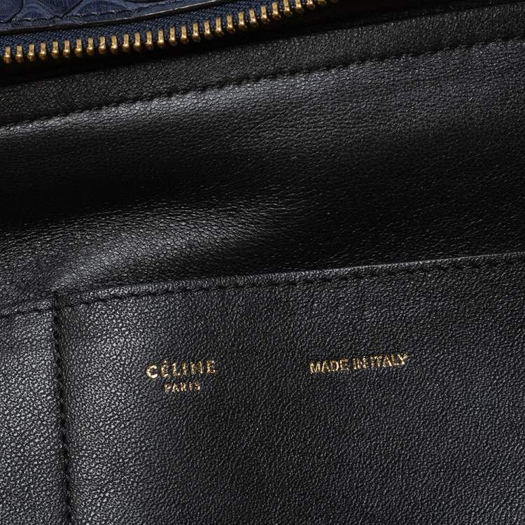 Pre Owned Celine Blue/Black Python and Suede Small Trapeze Top Handle Bag
