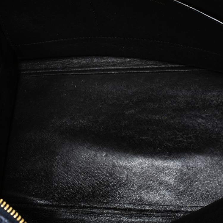 Pre Owned Celine Blue/Black Python and Suede Small Trapeze Top Handle Bag