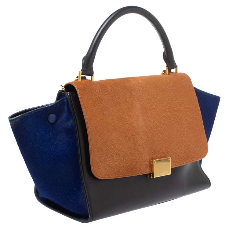 مملوكة مسبقًا Celine Tri Color Calfhair and Leather Small Trapeze Bag