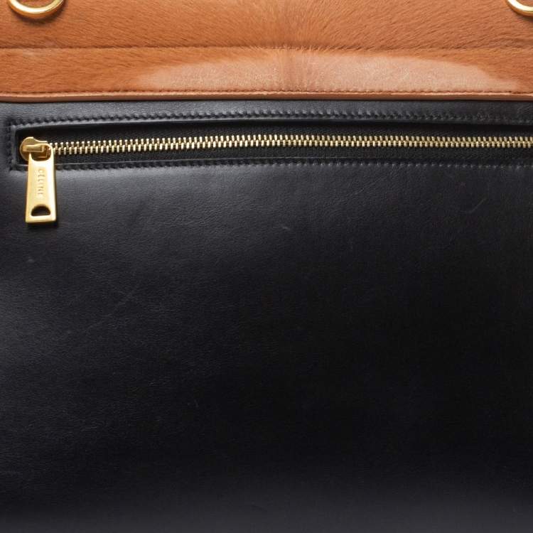 مملوكة مسبقًا Celine Tri Color Calfhair and Leather Small Trapeze Bag