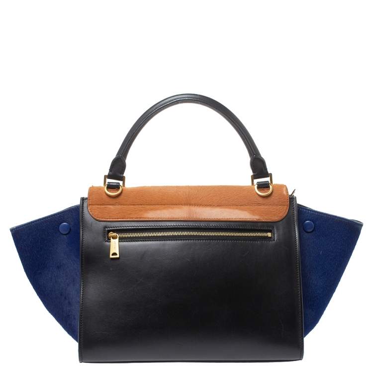 مملوكة مسبقًا Celine Tri Color Calfhair and Leather Small Trapeze Bag