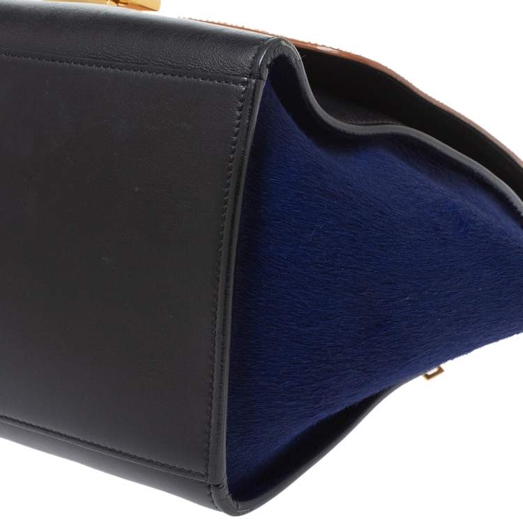 مملوكة مسبقًا Celine Tri Color Calfhair and Leather Small Trapeze Bag