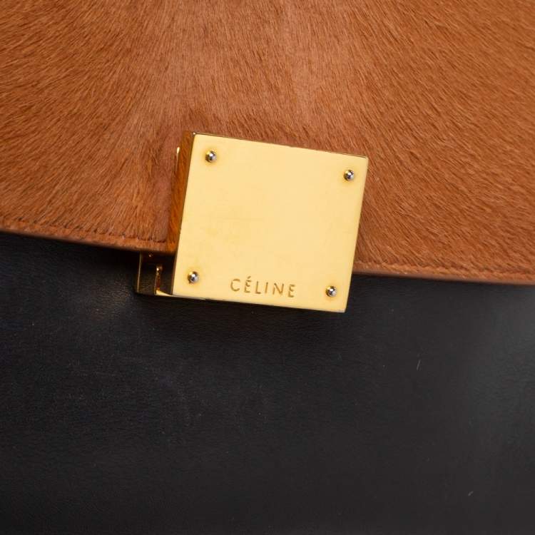 مملوكة مسبقًا Celine Tri Color Calfhair and Leather Small Trapeze Bag