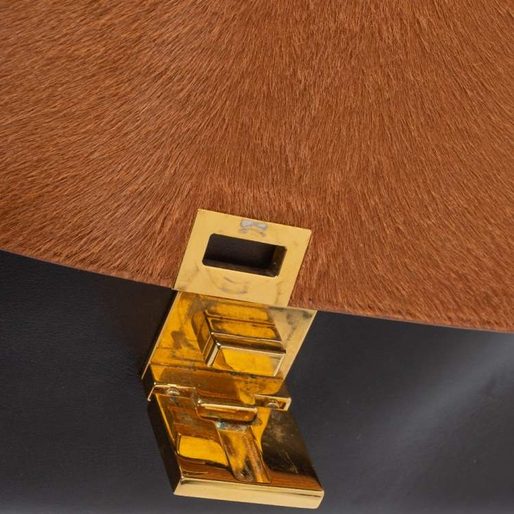 مملوكة مسبقًا Celine Tri Color Calfhair and Leather Small Trapeze Bag