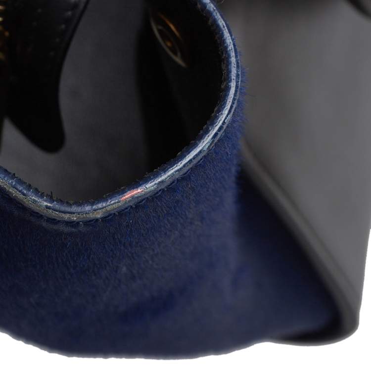 مملوكة مسبقًا Celine Tri Color Calfhair and Leather Small Trapeze Bag