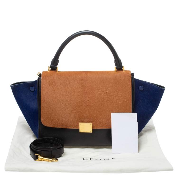 مملوكة مسبقًا Celine Tri Color Calfhair and Leather Small Trapeze Bag