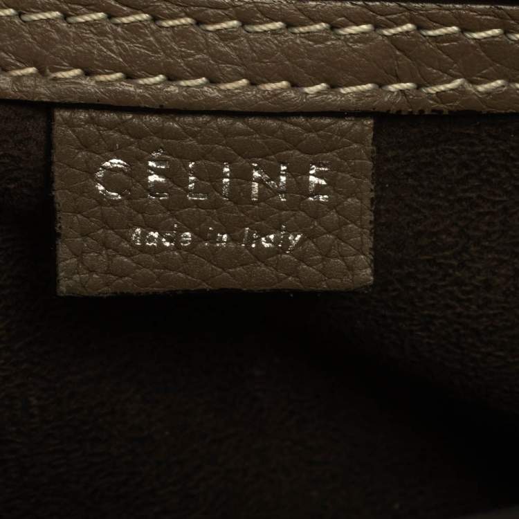 Pre Owned Celine Khaki Leather Nano Luggage Tote