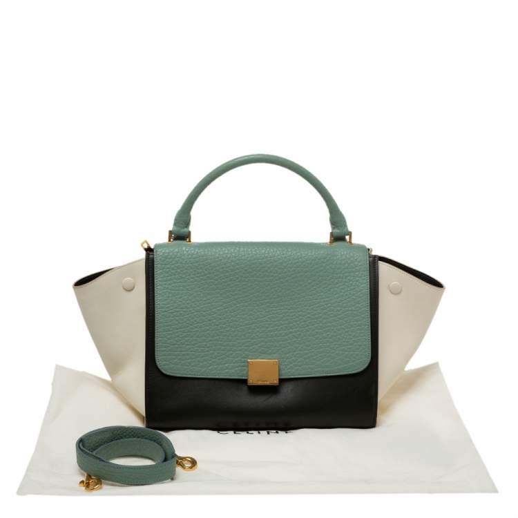 Pre Owned Celine Tri Color Leather Small Trapeze Bag