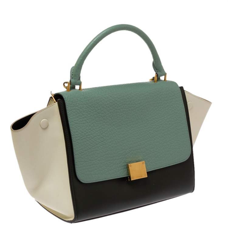 Pre Owned Celine Tri Color Leather Small Trapeze Bag
