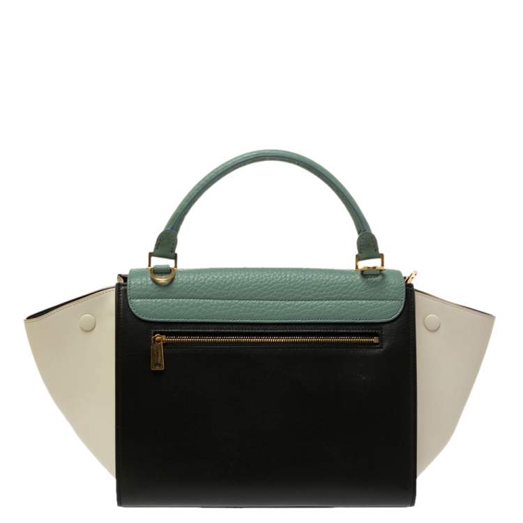 Pre Owned Celine Tri Color Leather Small Trapeze Bag