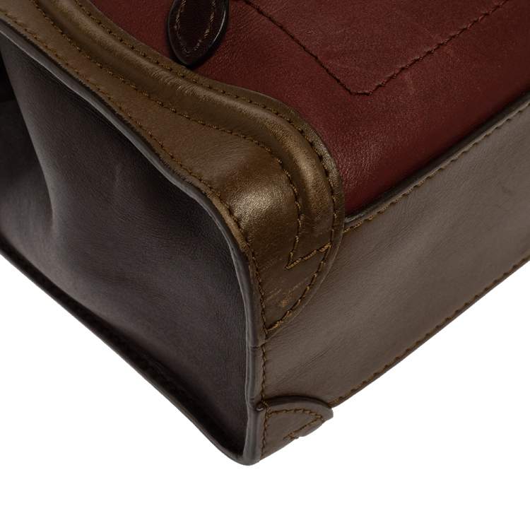 Pre Owned Celine Tri Color Leather Nano Luggage Tote