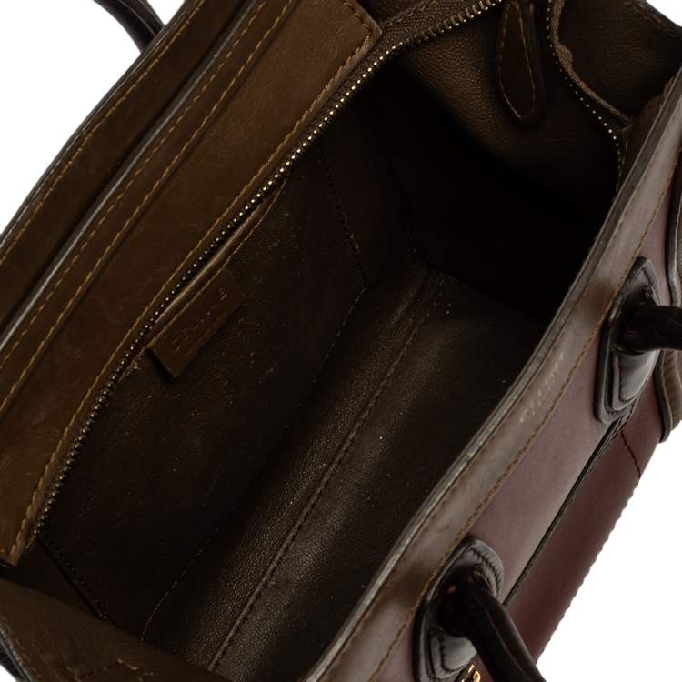 Pre Owned Celine Tri Color Leather Nano Luggage Tote