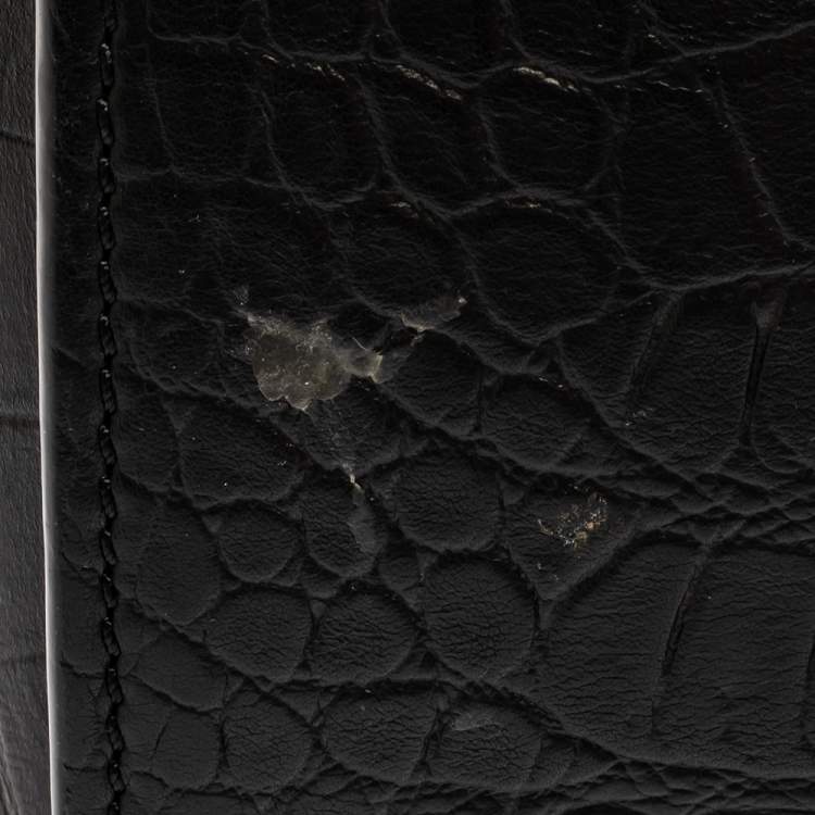 Pre Owned Celine Black Croc Embossed Leather Medium Phantom Luggage Tote 