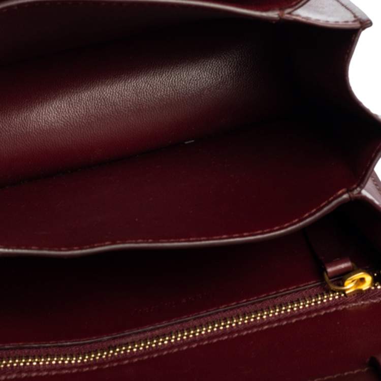 Pre Owned Celine Burgundy Leather Small Classic Box Flap Bag