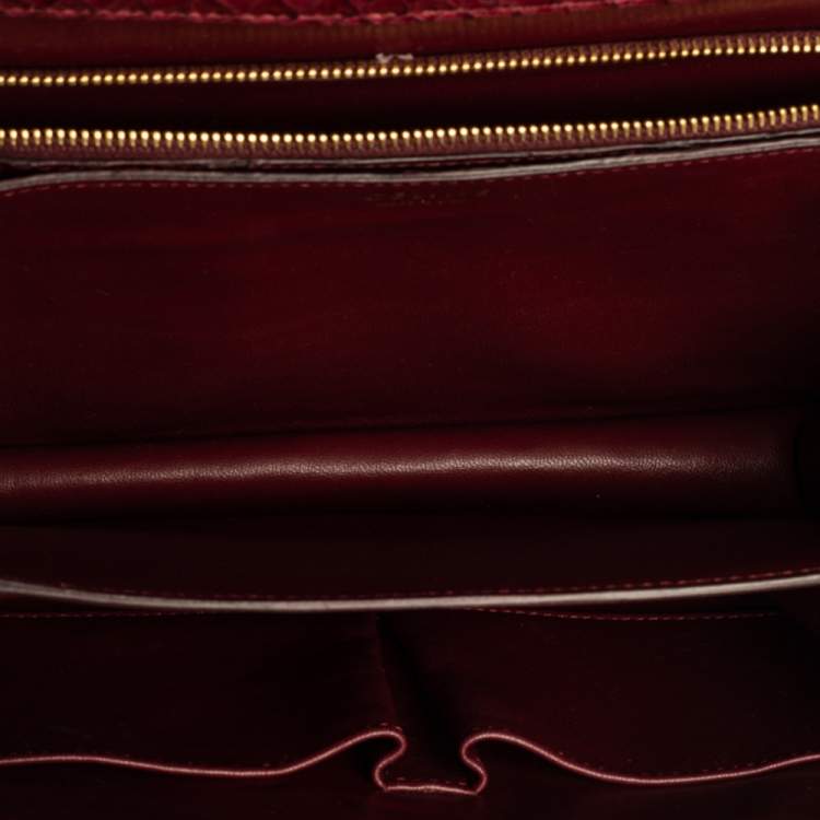 Pre Owned Celine Burgundy Python Medium Classic Box Shoulder Bag