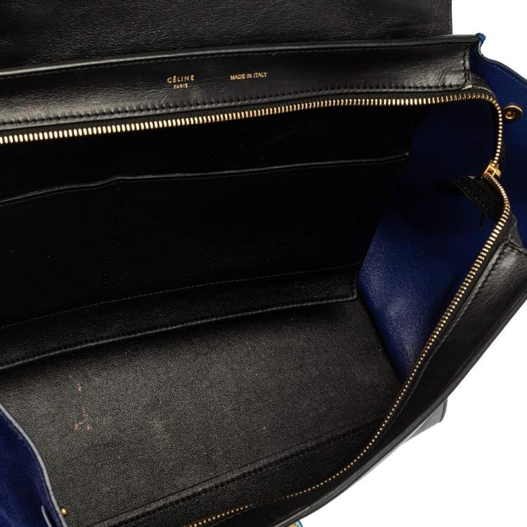 Pre Owned Celine Tri Color Leather and Suede Medium Trapeze Top Handle Bag