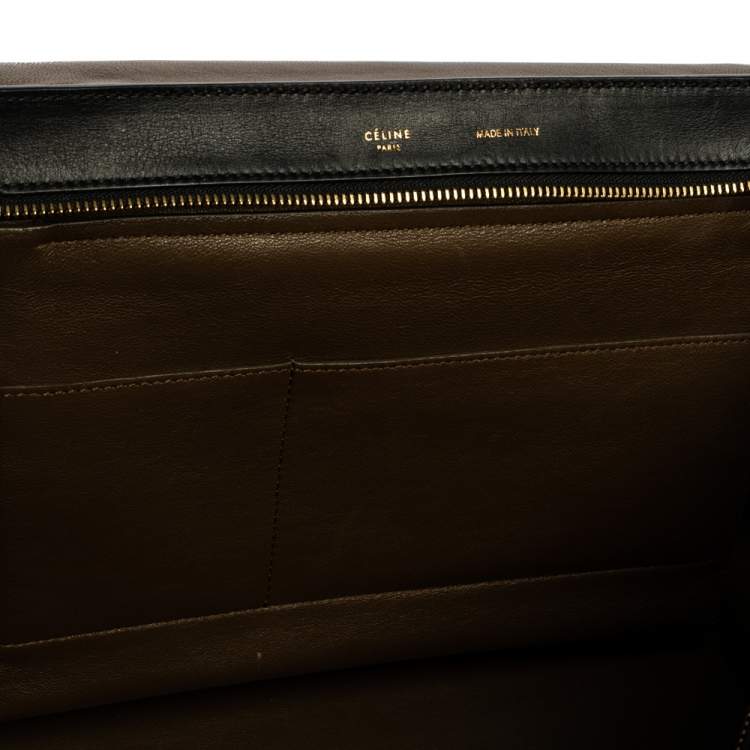 Pre Owned Celine Tri Color Leather and Suede Medium Trapeze Top Handle Bag