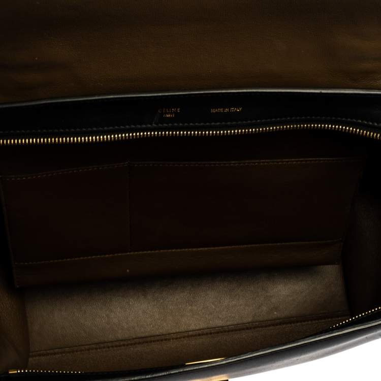 Pre Owned Celine Tri Color Leather and Suede Medium Trapeze Top Handle Bag