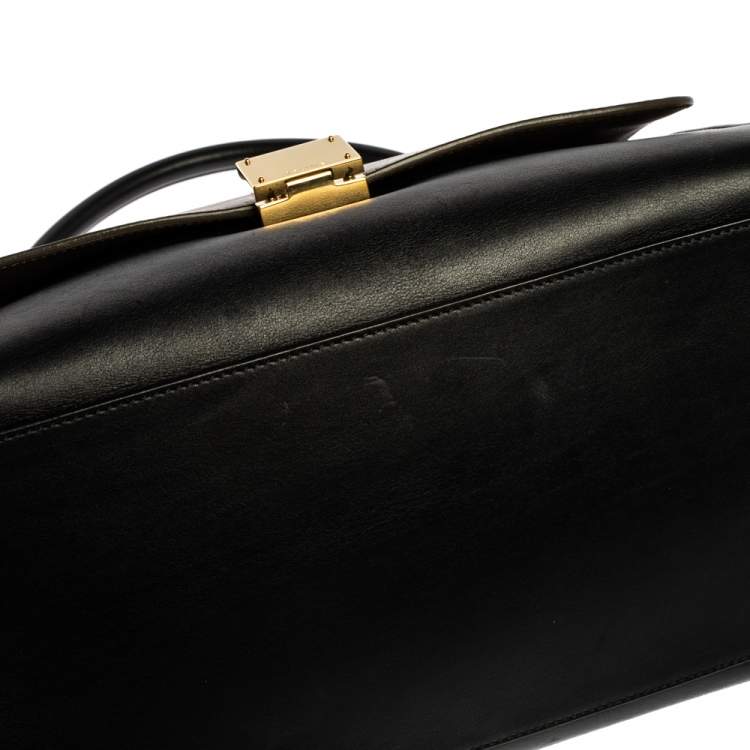 Pre Owned Celine Tri Color Leather and Suede Medium Trapeze Top Handle Bag