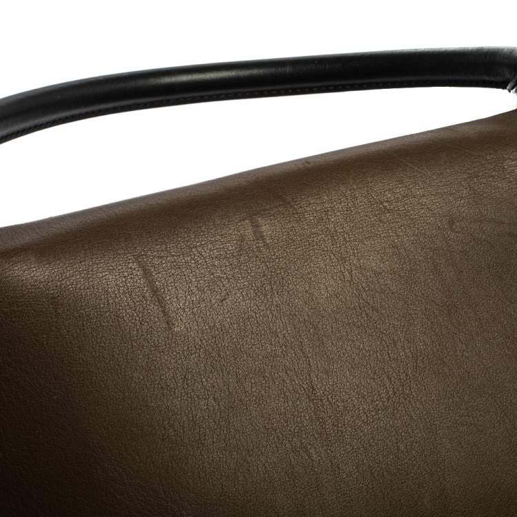 Pre Owned Celine Tri Color Leather and Suede Medium Trapeze Top Handle Bag