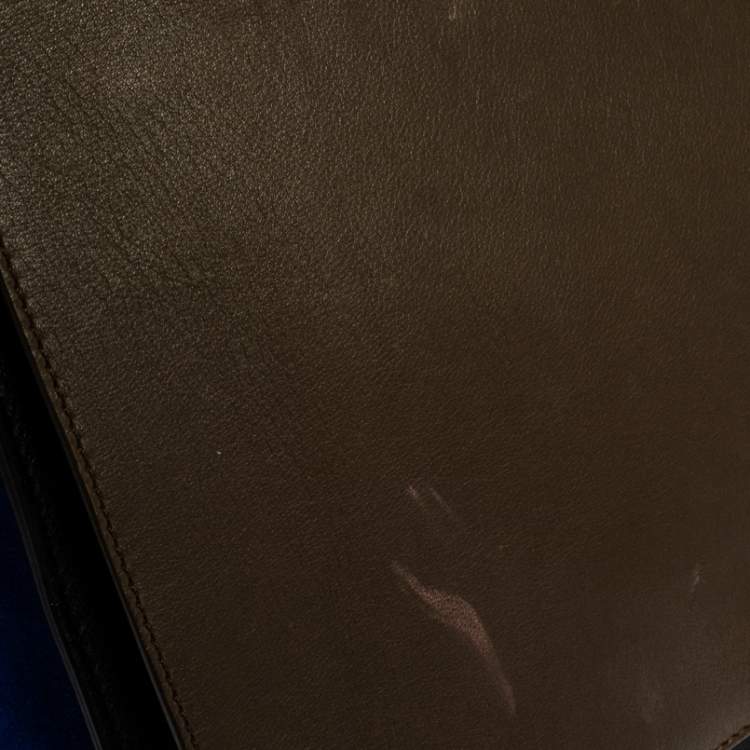 Pre Owned Celine Tri Color Leather and Suede Medium Trapeze Top Handle Bag