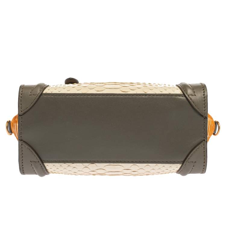 Pre Owned Celine Tri Color Python and Leather Nano Luggage Tote