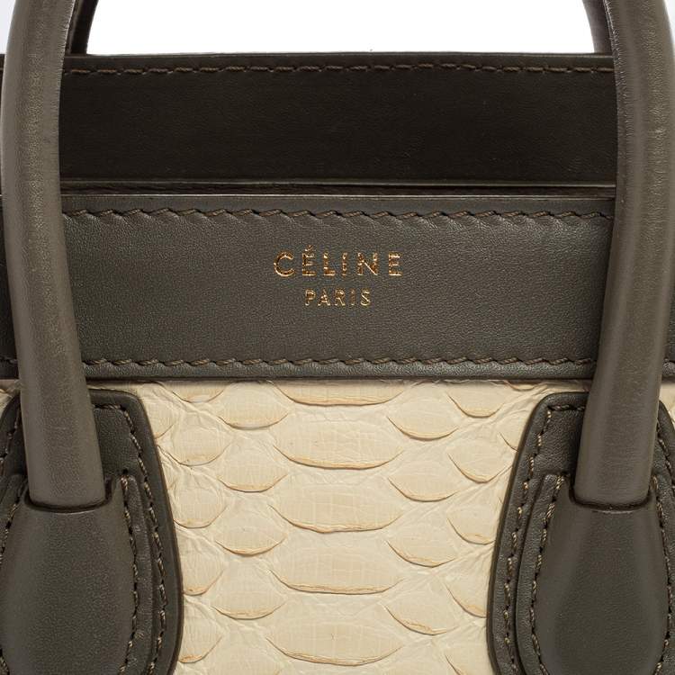 Pre Owned Celine Tri Color Python and Leather Nano Luggage Tote