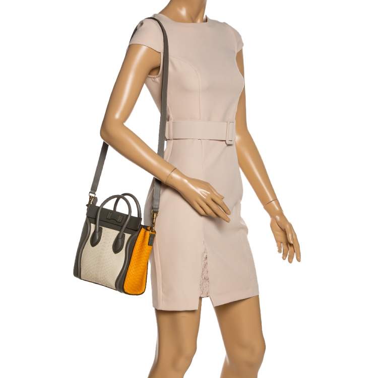 Pre Owned Celine Tri Color Python and Leather Nano Luggage Tote