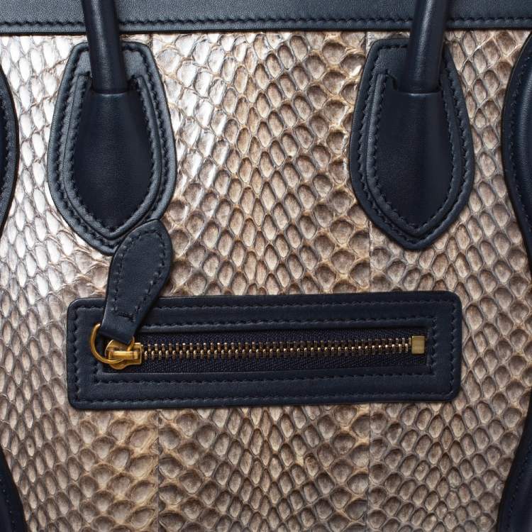 Pre Owned Celine Tri Color Python and Leather Nano Luggage Tote