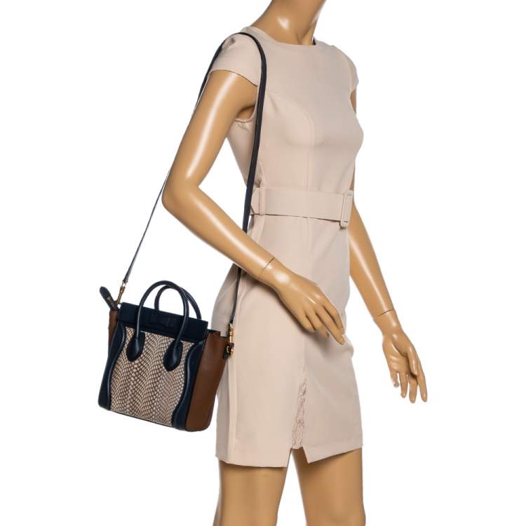 Pre Owned Celine Tri Color Python and Leather Nano Luggage Tote