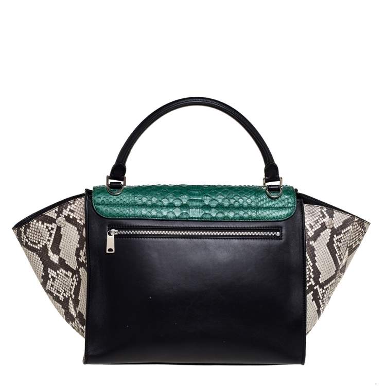 Pre Owned Celine Multicolor Python and  Leather Medium Trapeze Bag