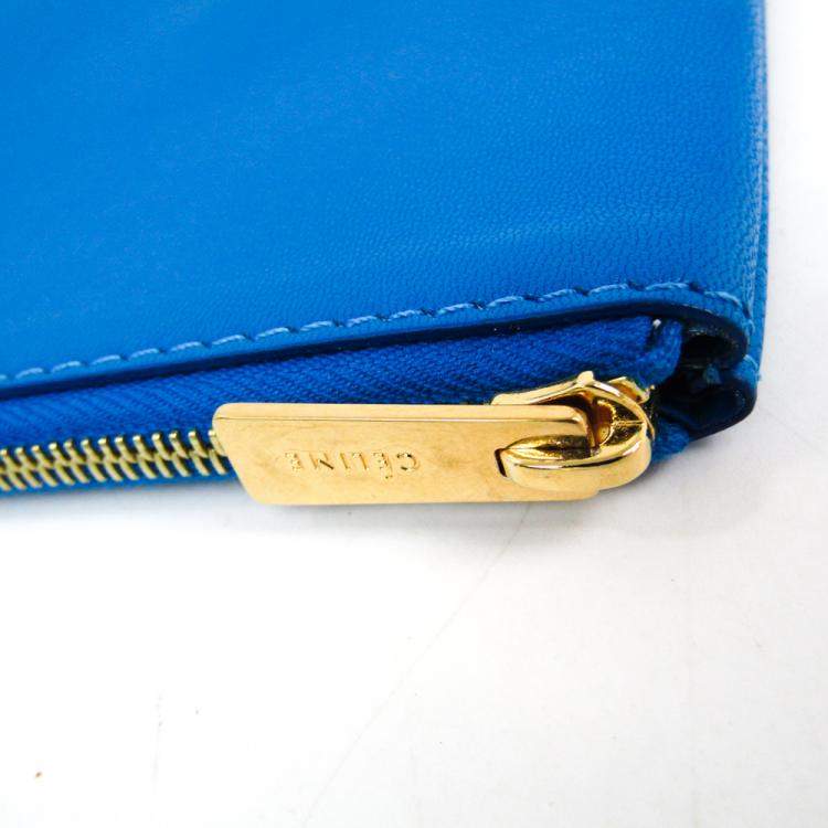 Pre Owned Celine Bicolor Blue/Beige Leather Clutch Bag