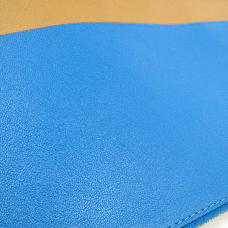 Pre Owned Celine Bicolor Blue/Beige Leather Clutch Bag
