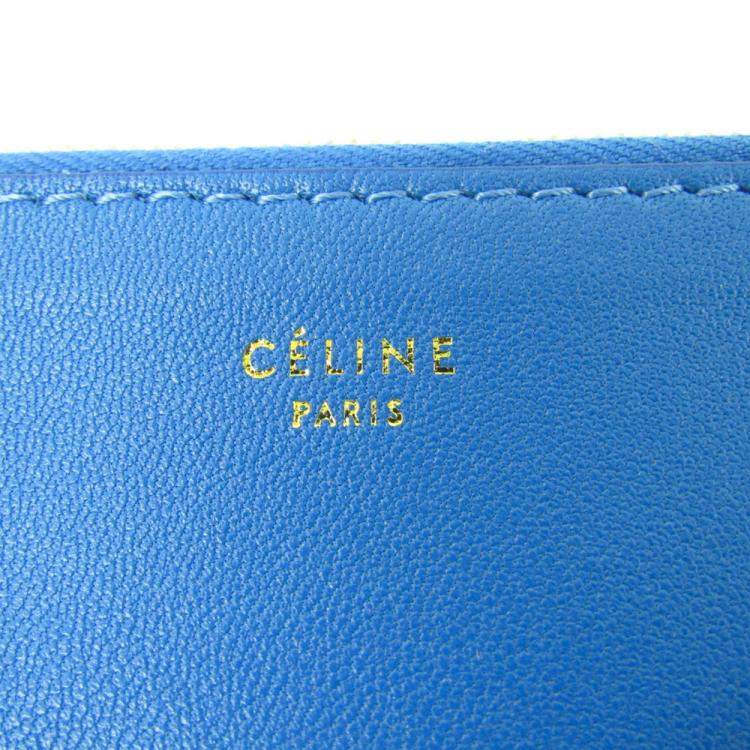 Pre Owned Celine Bicolor Blue/Beige Leather Clutch Bag