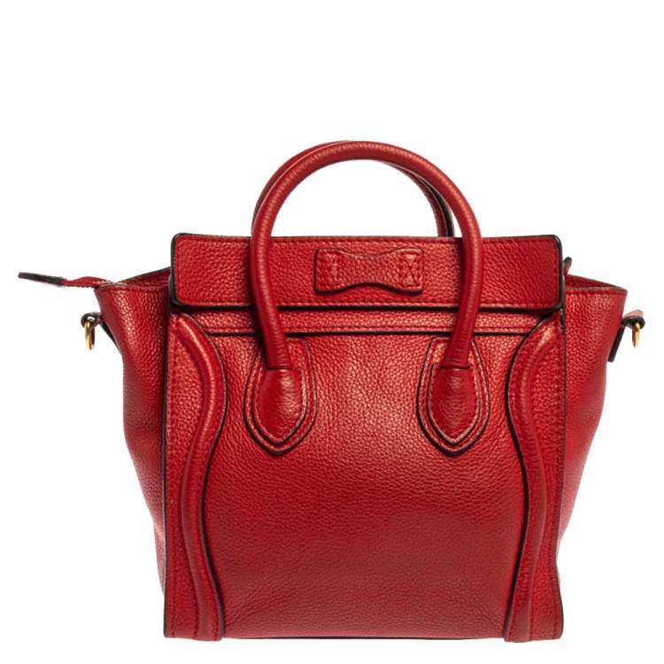 مملوكة مسبقًا Celine Red Leather Nano Luggage Tote